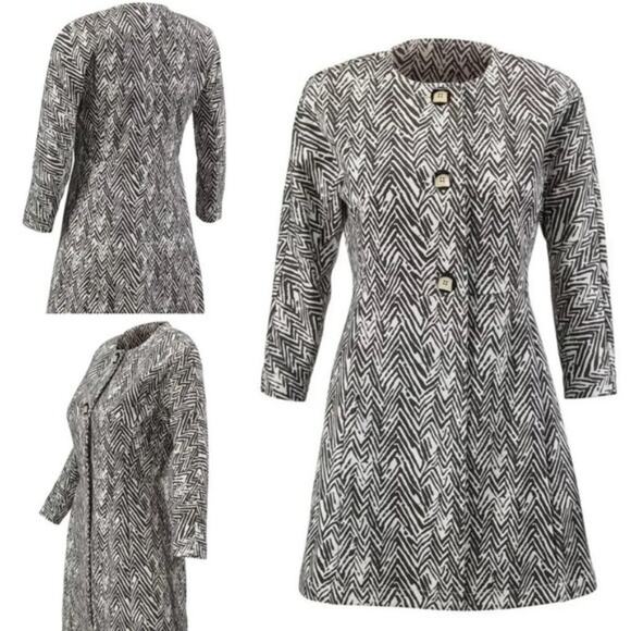 CAbi Zigzag Ponte Knit Jacket Grey/White Size Medium - Picture 10 of 10